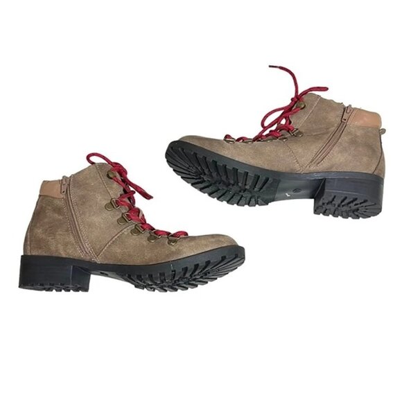 Diba boots women's 8.5 taupe brown gray leather lace up side zip ankle boot - Picture 7 of 8